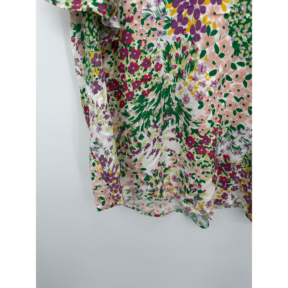 Maurices Floral‎ Blouse Size L Spring Office Career Lightweight Ruffle Feminine - Picture 5 of 7